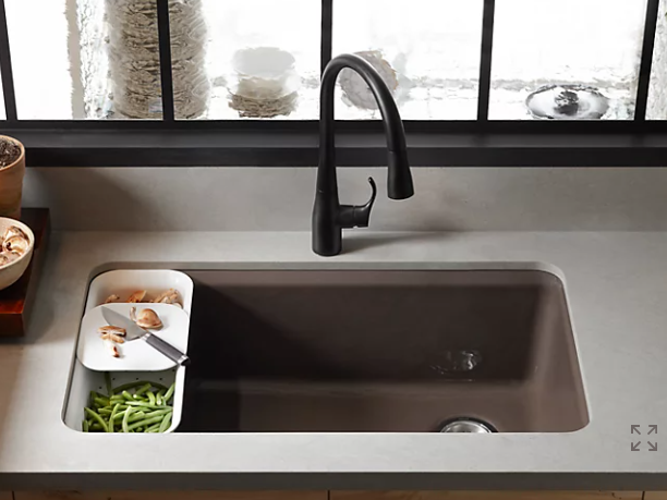 Kohler Riverby Undermount Single-Bowl Workstation Kitchen Sink With Accessories - White 33" X 22" X 9-5/8"