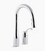 Kohler - Simplice Pull-Down Kitchen Sink Faucet With Three-Function Sprayhead - Chrome