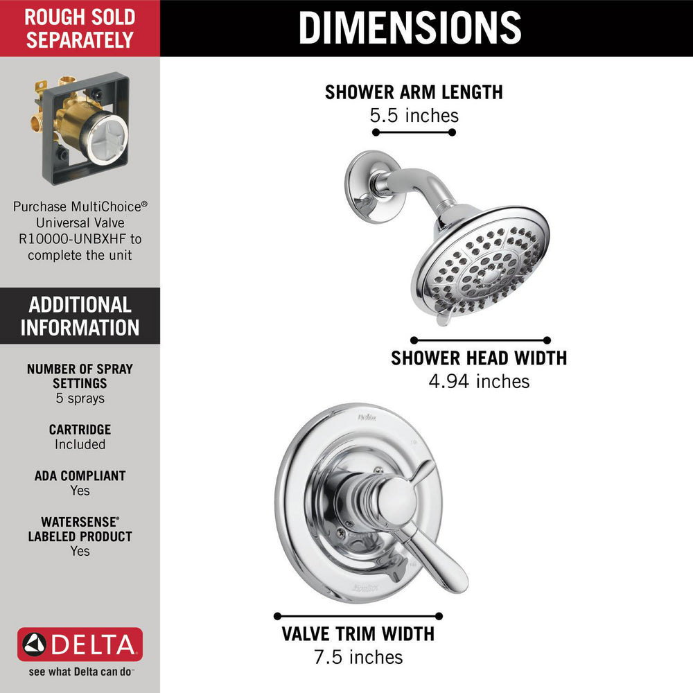 Delta LAHARA Monitor 17 Series Shower Trim -Chrome (Valve Not Included)