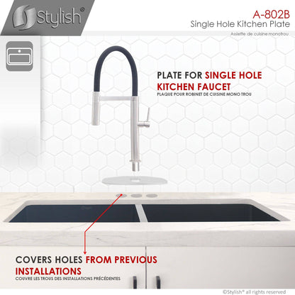 Stylish Kitchen Faucet Plate in Stainless Steel in Brushed Nickel Finish A-802B - Renoz