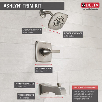 Delta ASHLYN Monitor 14 Series Tub & Shower Trim -Stainless Steel (Valve Sold Separately)