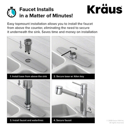 Kraus Oletto 21.75" Commercial Style Pull-Down Kitchen Faucet in Chrome