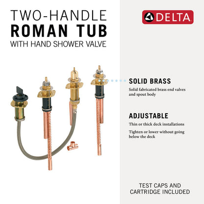 Delta Two Handle Flexible Mount with Hand Shower Tub Filler Rough In Valve