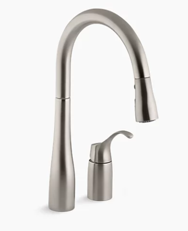 Kohler - Robinet d'évier de cuisine à tirette Simplice avec tête de pulvérisation à trois fonctions