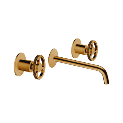 Aquadesign Products 2 Handle Wall Mount – With Pop-up Included - Brushed Gold