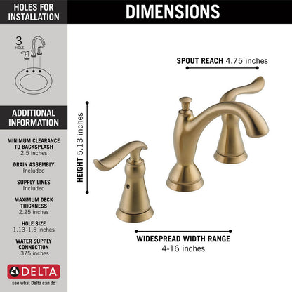 Delta Robinet de salle de bains espacé à deux poignées LINDEN - Champagne Bronze