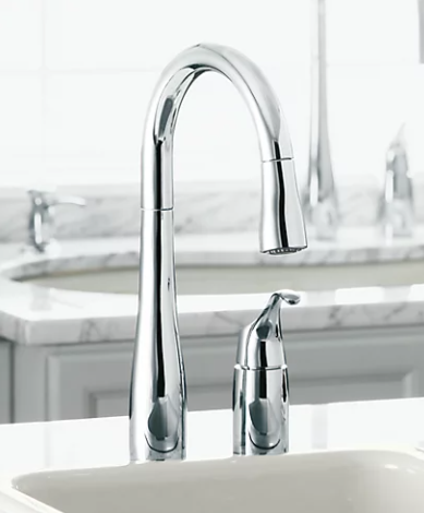 Kohler - Simplice Pull-Down Kitchen Sink Faucet With Three-Function Sprayhead - Chrome