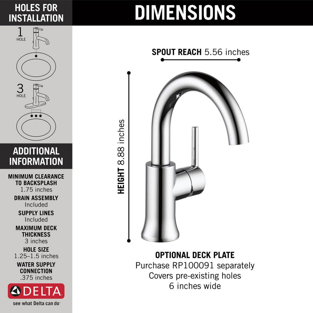 Delta Robinet de salle de bains à poignée unique TRINSIC - Chrome