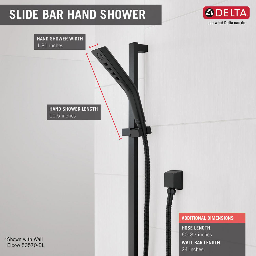 Delta H2Okinetic 3-Setting Slide Bar Hand Shower- Matte Black