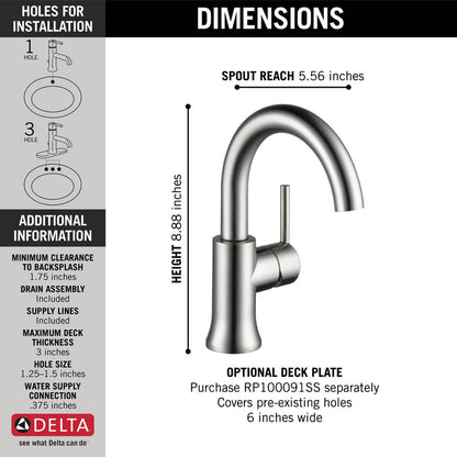Delta TRINSIC Single Handle Bathroom Faucet- Stainless