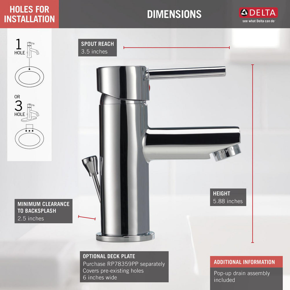 Delta MODERN Single Handle Project-Pack Bathroom Faucet- Chrome