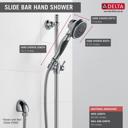 Delta Premium 3-Setting Slide Bar Hand Shower- Chrome
