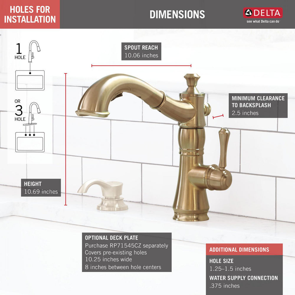 Delta Robinet de cuisine à poignée unique rétractable CASSIDY - Champagne Bronze