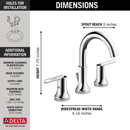 Delta TRINSIC Two Handle Widespread 3 Hole Bathroom Faucet
