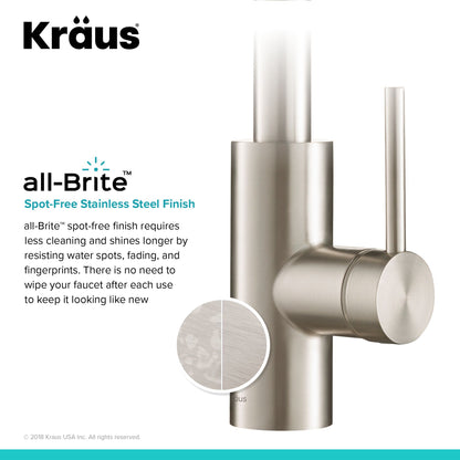 Kraus Oletto 15.75" Single Handle Pull-Down Kitchen Faucet in Spot Free Stainless Steel