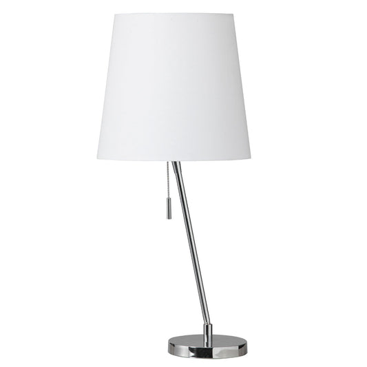 Dainolite Canting Table Lamp, Polished Chrome, White Linen Shade 790 - Renoz