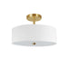 Dainolite 3 Light Incandescent Semi-Flush Mount Aged Brass with White Shade - Renoz