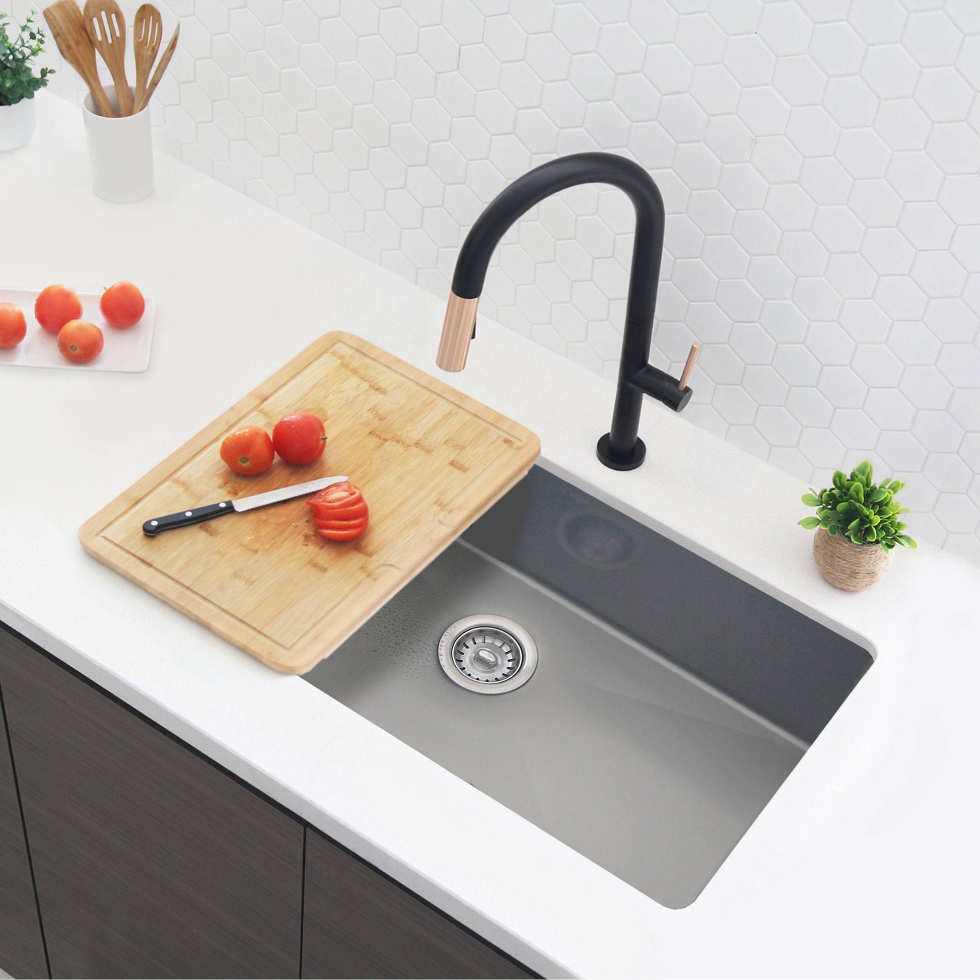 Stylish Agate 30" x 18" Graphite Single Bowl Undermount Stainless Steel Kitchen Sink S-711XN - Renoz