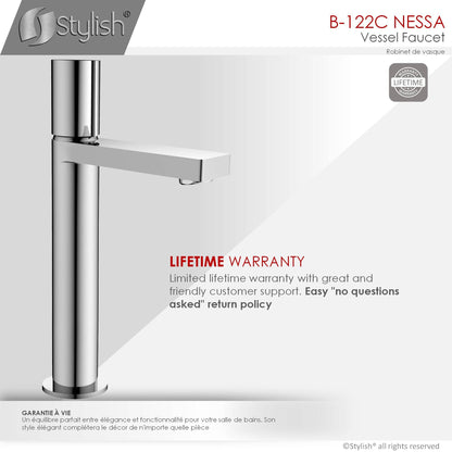 Stylish Nessa 12.5" Single Handle Bathroom Vessel Faucet, Polished Chrome Finish B-122C - Renoz