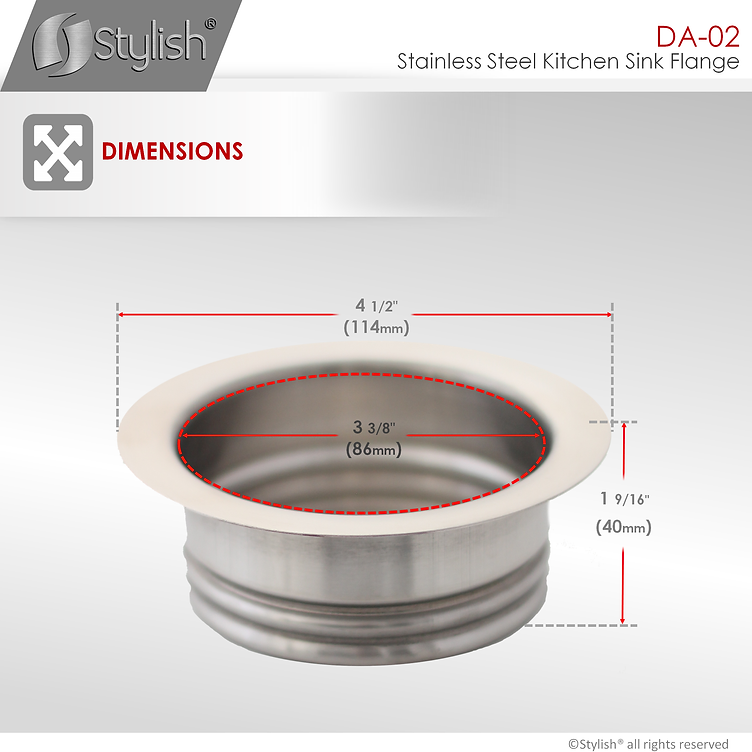 Stylish Stainless Steel Sink Flange for Round Drain Hole DA-02