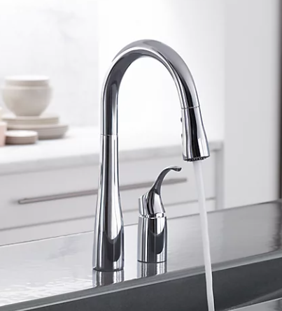 Kohler - Simplice Pull-Down Kitchen Sink Faucet With Three-Function Sprayhead - Chrome