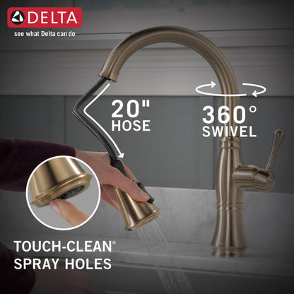 Delta CASSIDY Single Handle Pulldown Kitchen Faucet- Lumicoat Champagne Bronze