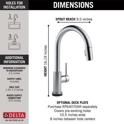 Delta TRINSIC Single Handle Pull-Down Kitchen Faucet with Touch2O Technology- Arctic Stainless