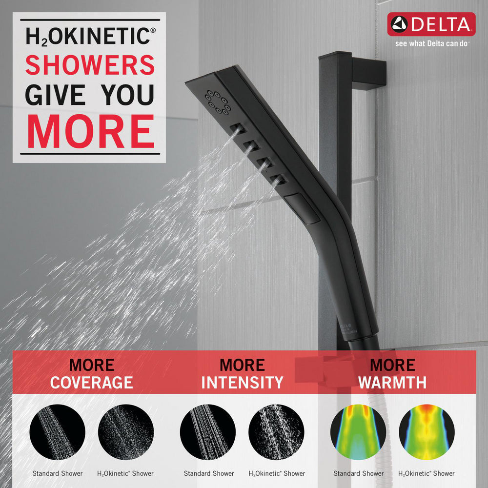 Delta H2Okinetic 3-Setting Slide Bar Hand Shower- Matte Black