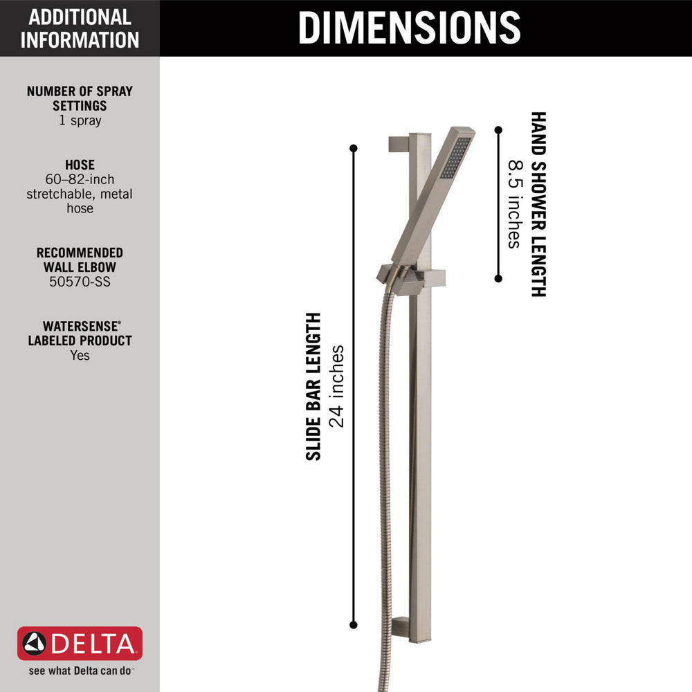 Delta VERO Premium Single-Setting Slide Bar Hand Shower- Stainless Steel