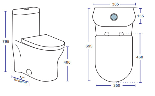 Liro Canada Toilette carrée une pièce à jupe entièrement allongée Mia, 12 po