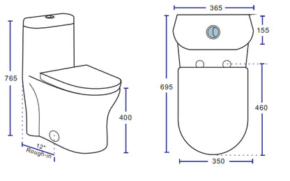 Liro Canada Toilette carrée une pièce à jupe entièrement allongée Mia, 12 po