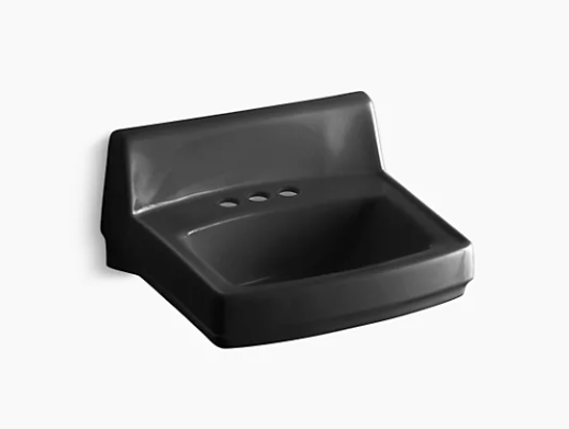 Kohler Greenwich 20-3/4" X 18-1/4" Wall-Mount/Concealed Arm Carrier Bathroom Sink With 4" Centerset Faucet Holes - Black
