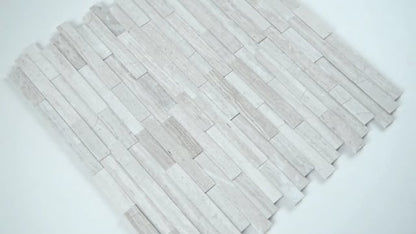 MSI Backsplash and Wall Tile White Oak Marble Quarry Interlocking 3D Peel and Stick Mosaic 12" x 12" 6mm
