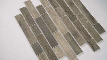 MSI Driftwood Interlocking 6mm Matte Glass Mosaic Tile 12" x 12" 6mm