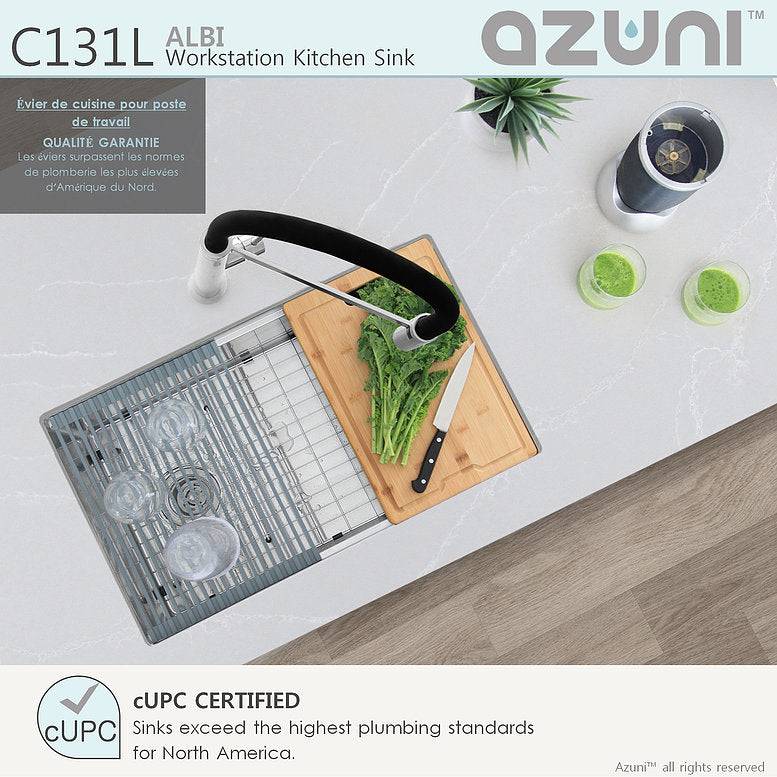 Azuni Albi 30" x 19" Reversible Undermount Workstation Single Bowl Kitchen Sink C131L