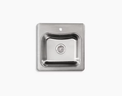 Kohler Staccato Top-Mount Single-Bowl Bar Sink With Single Faucet Hole 20" X 20" X 8-5/16"