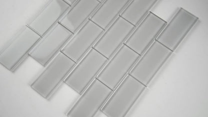 MSI Backsplash and Wall Tile Oyster Gray Subway Glass Mosaic Tile 2" x 4" 8mm 12" x 12"