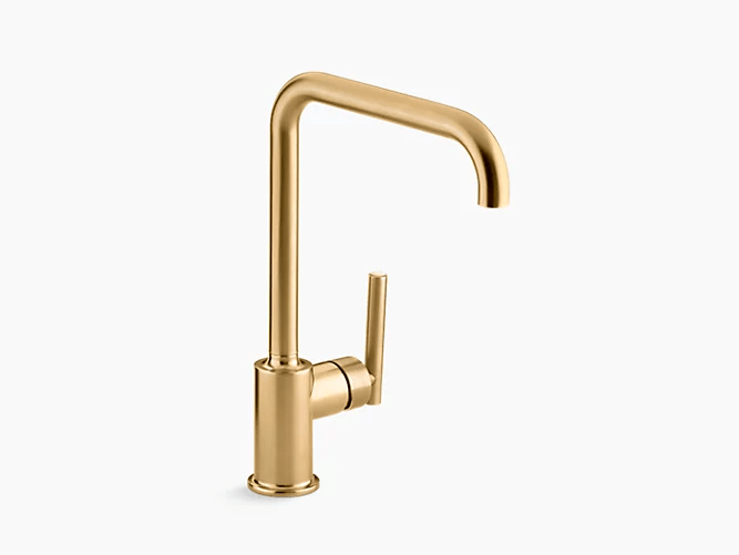 Kohler Purist 11" Modern Single Hole Kitchen Sink Faucet With 8" Spout Vibrant Brushed Brass - Renoz