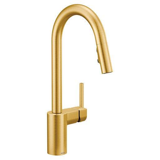 Moen Align 15" One-Handle High Arc Pulldown Kitchen Faucet Brushed Gold - Renoz