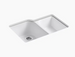 Kohler Executive Chef Undermount Large/Medium, High/Low Double-Bowl Kitchen Sink With 4 Oversize Faucet Holes 33