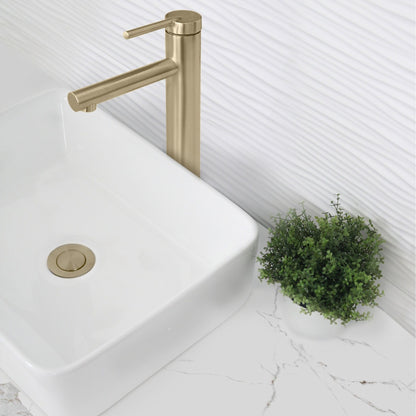 Stylish Stainless Steel Bathroom Sink Pop-Up Drain without Overflow Brushed Gold Finish D-703G