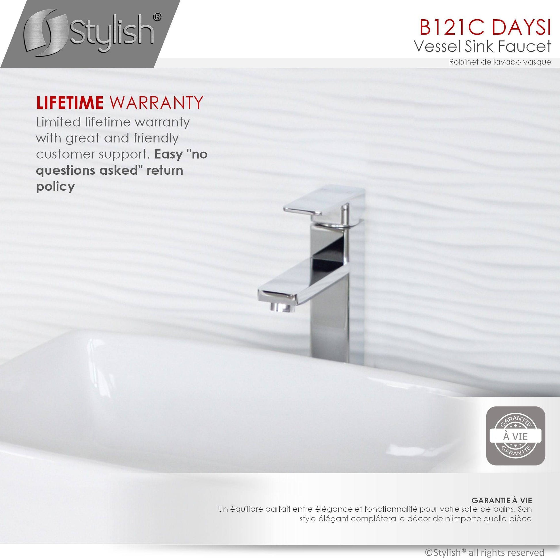 Stylish Daysi 12" Single Handle Bathroom Vessel Faucet Polished Chrome B-121C - Renoz