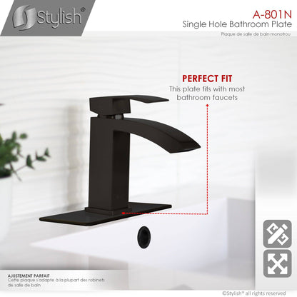 Stylish Single Hole Bathroom Faucet Plate in Matte Black Finish A-801N - Renoz