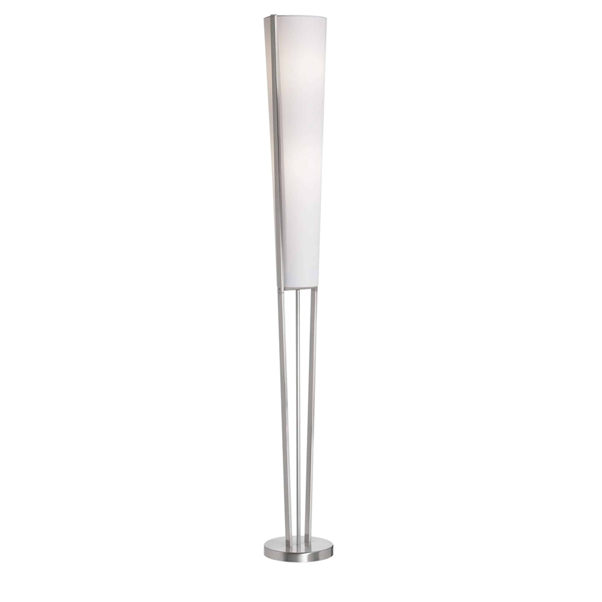 Dainolite 2 Light Floor Lamp, Satin Chrome, White Linen Fabric 790 - Renoz