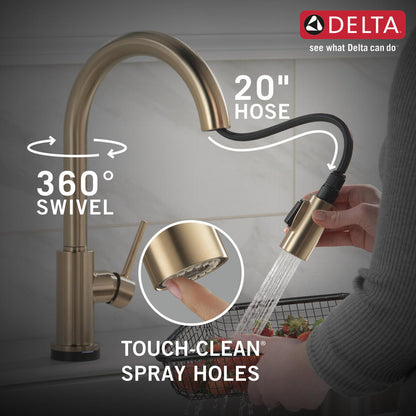 Delta TRINSIC Single Handle Pull-Down Kitchen Faucet with Touch2O Technology- Champagne Bronze