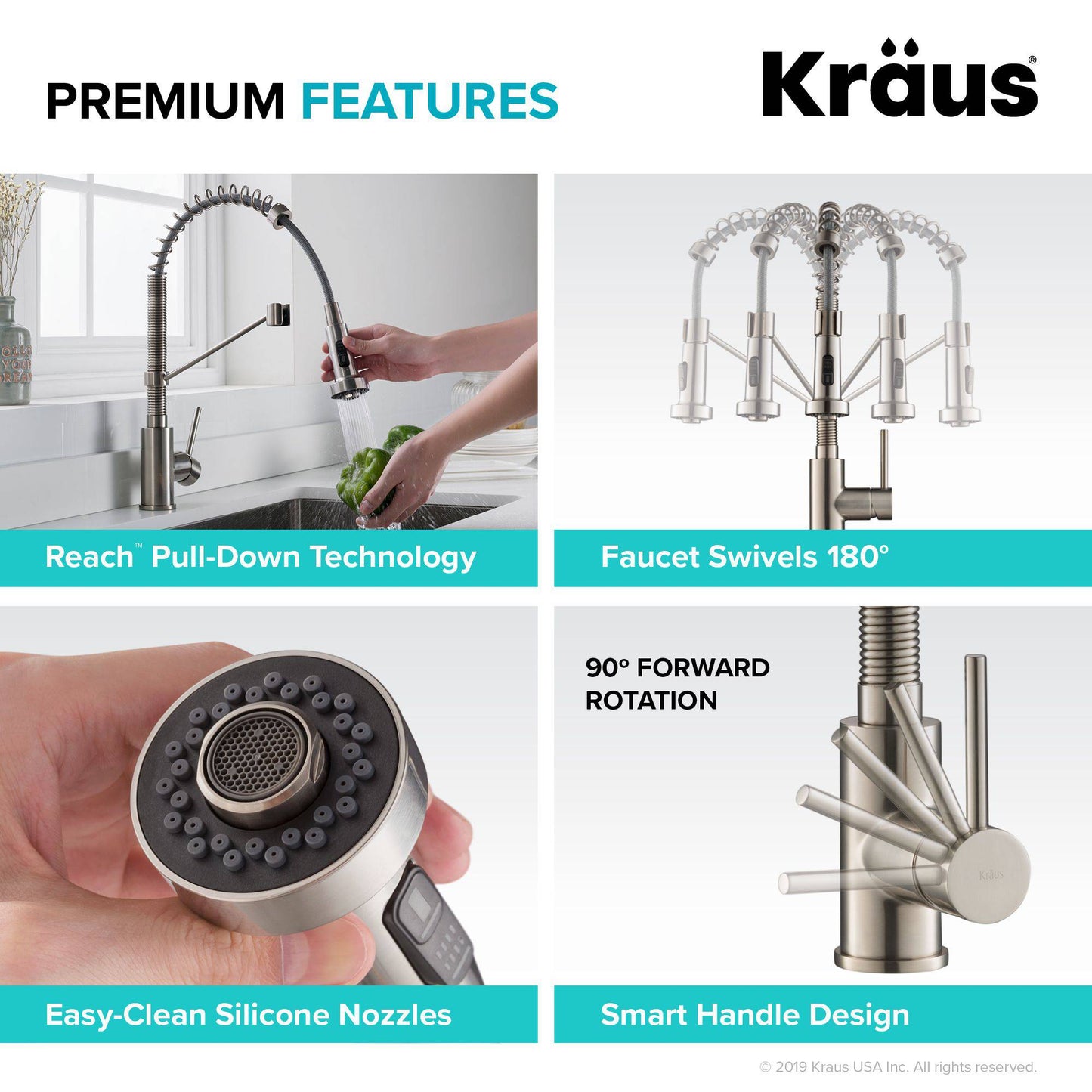 Kraus Bolden 18" Commercial Style Pull-Down Kitchen Faucet in Stainless Steel
