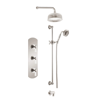 Aquadesign Products Kit de douche (Regent 3711RL) – Nickel poli avec poignée blanche