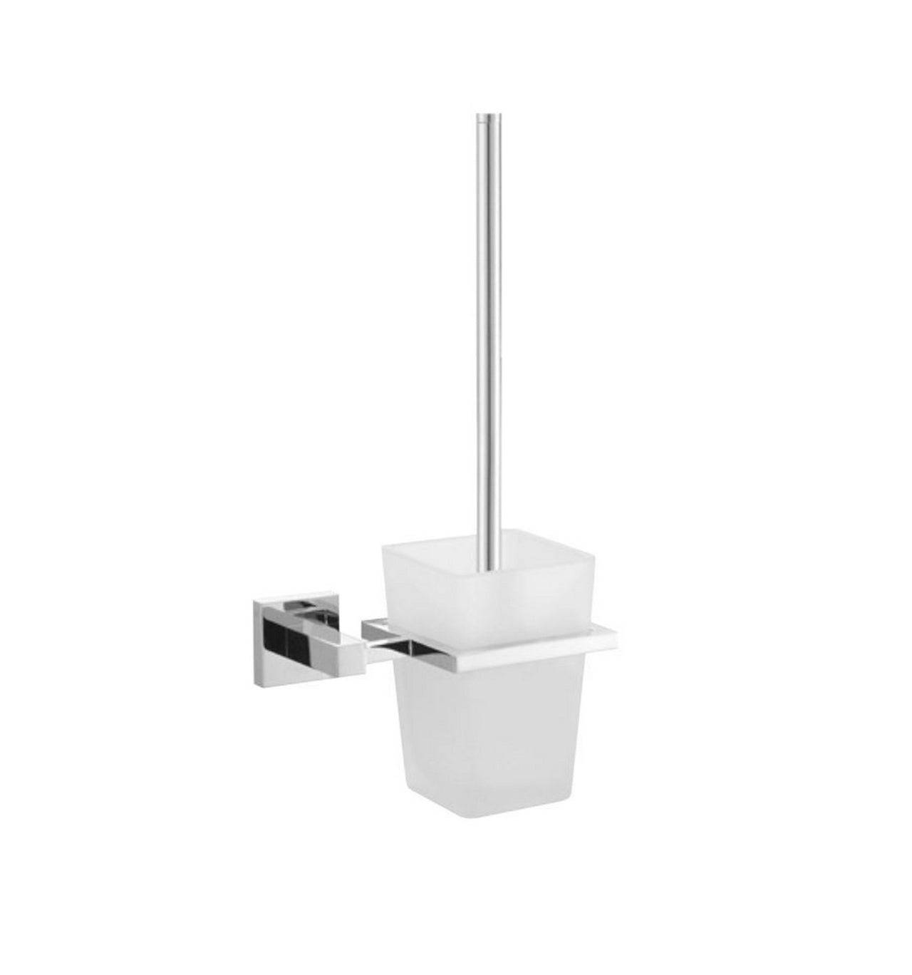 Kube Bath Aqua Piazza Toilet Brush With Frosted Glass Cup – Chrome - Renoz
