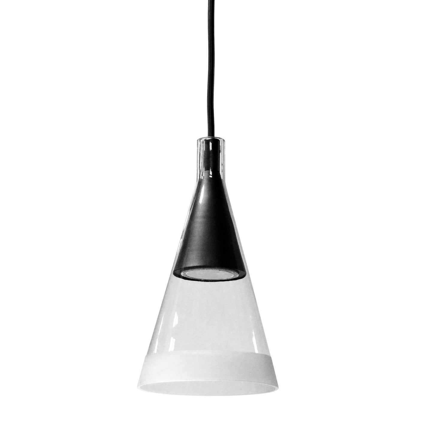 Dainolite 1 Light Halogen Pendant Matte Black Finish with Clear and Frosted Trim Glass - Renoz