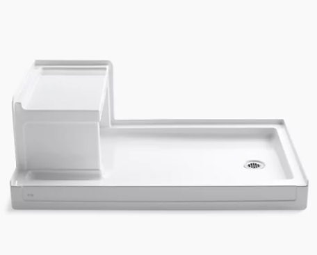 Kohler - Tresham 60" X 36" Single Threshold Right-Hand Drain Shower Base With Integral Left-Hand Seat - White